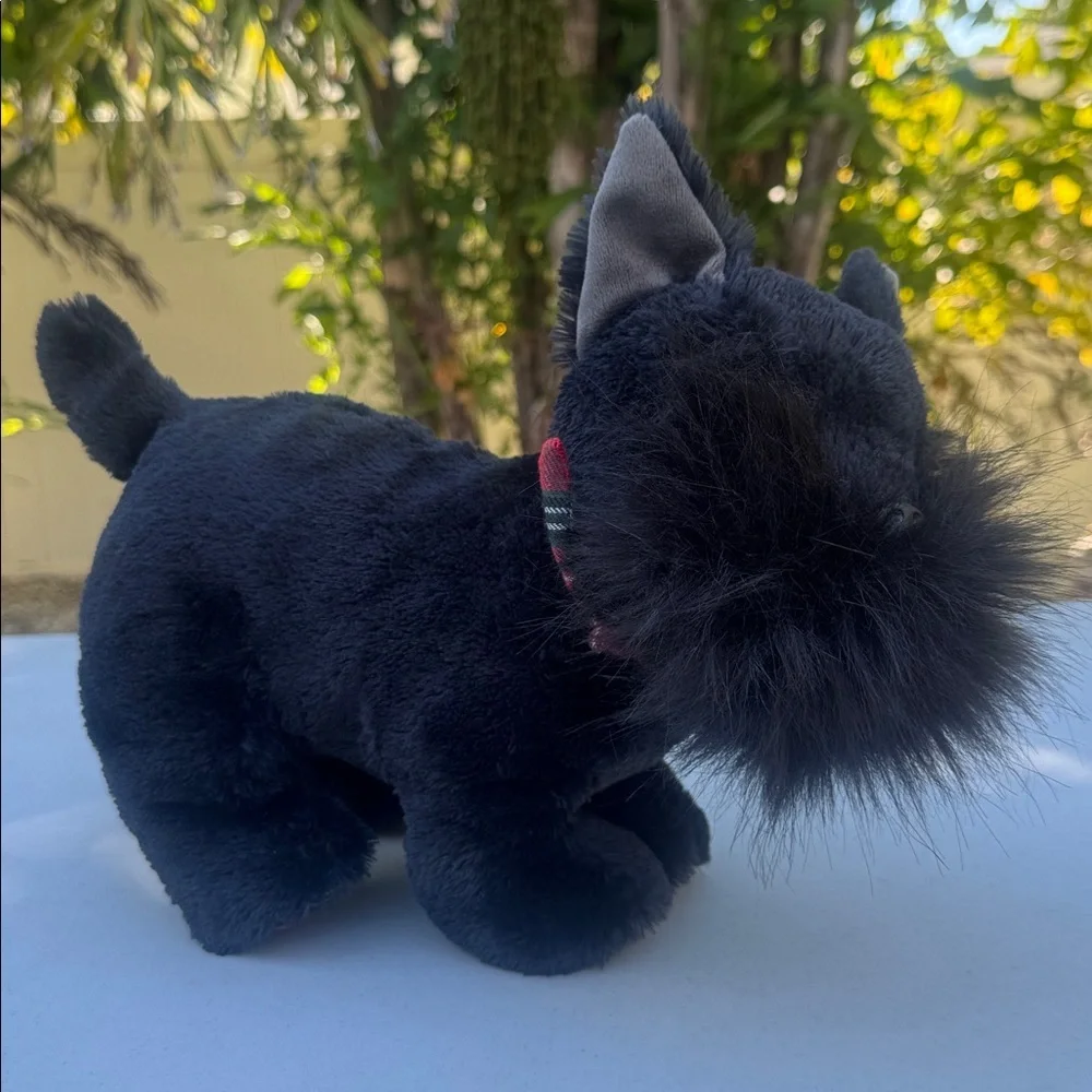 Pier One 1 Imports Black Scotty Dog Schnauzer PADEN Plush Plaid Paws NWT
